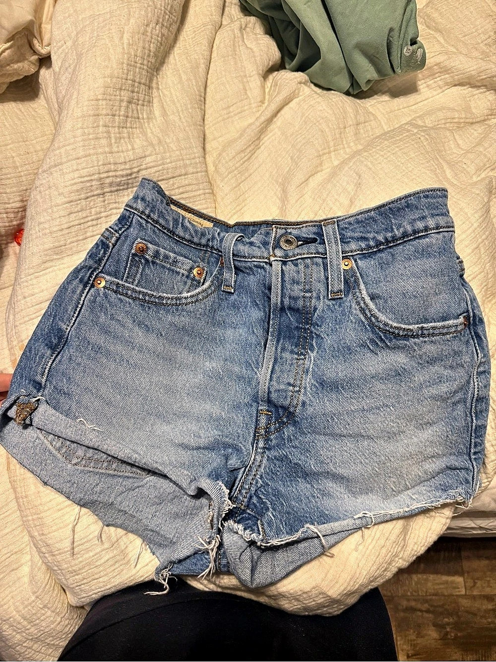 Levi's 501 Original Fit High Rise Cut-Off Denim Shorts Denim Jean Shorts Waist